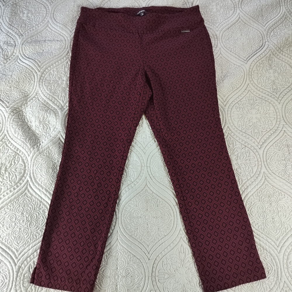 2/$30 Roz & Ali Burgundy Ankle Cropped Pants‎ Plus Size 16 High Rise Career